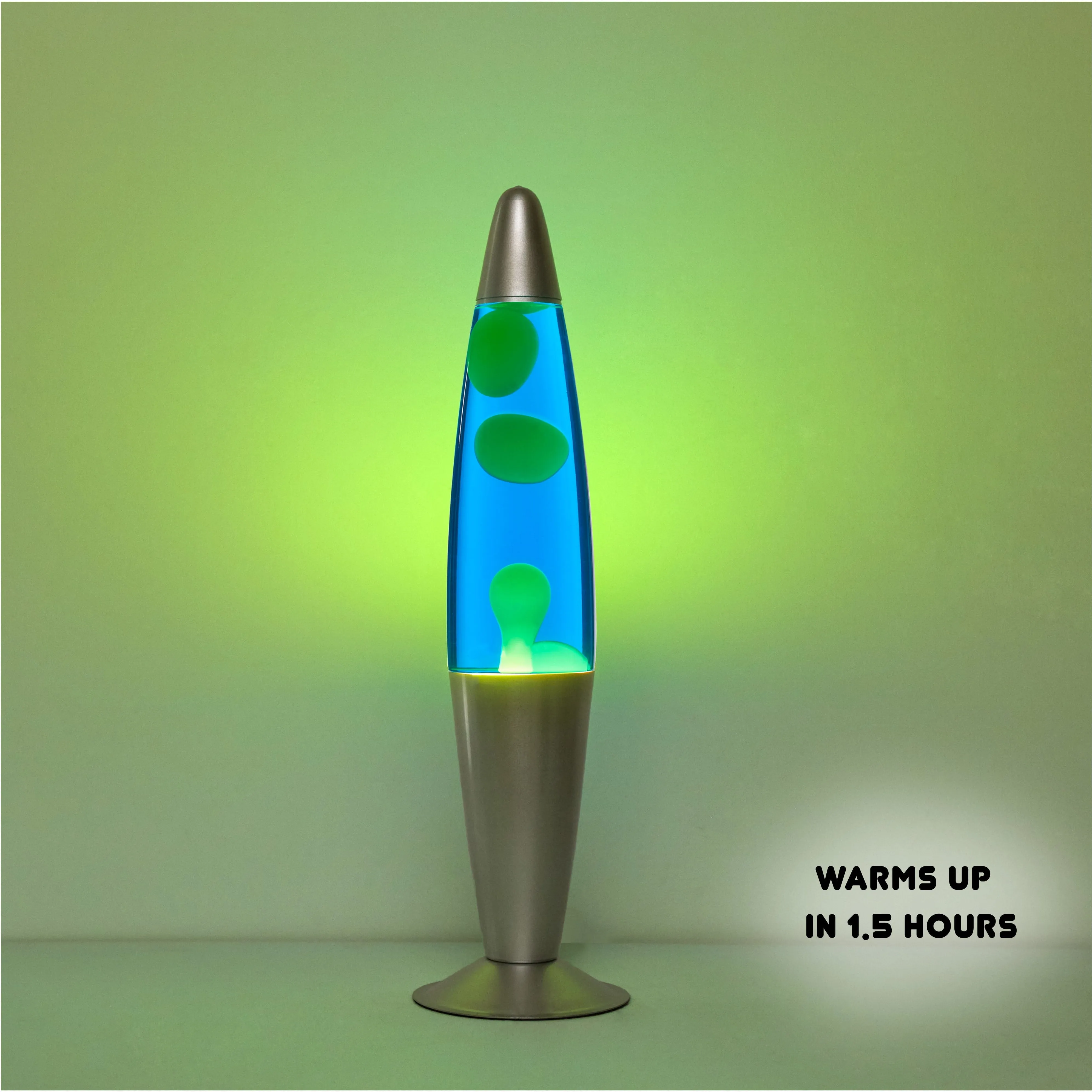 Import to AutoDS    Urban Shop, 16" Yellow/Blue Lava Motion Volcano Lamp, Yellow Wax in Blue Liquid, Silver Metal Base, LED