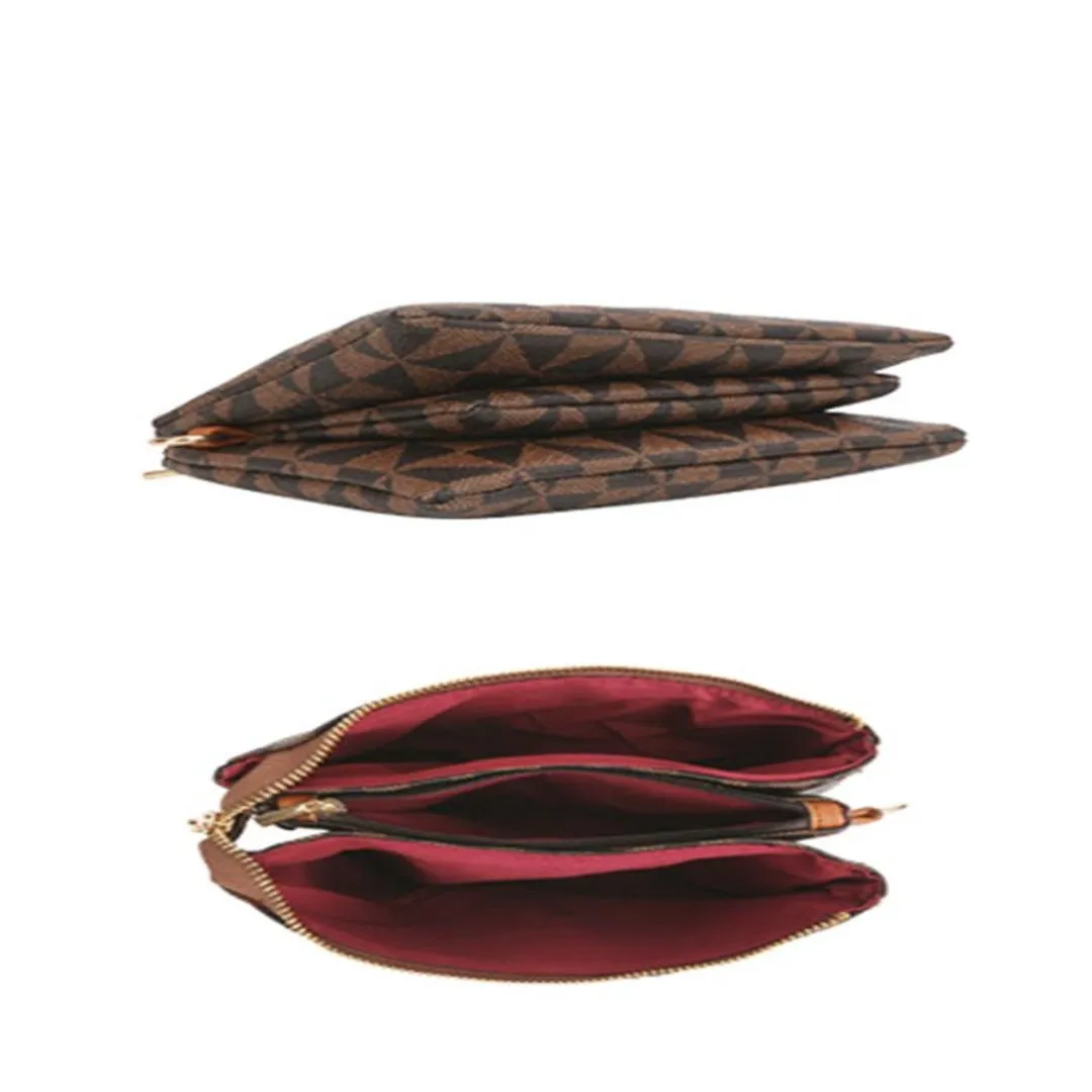 Influence Brown Wristlet Shoulder Purse with Removable Strap and Multiple Compartments