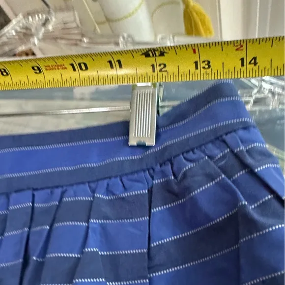 J. Crew NWOT Blue &amp; Navy Pockets Striped Satin Taffeta Cotton Knee Length Skirt