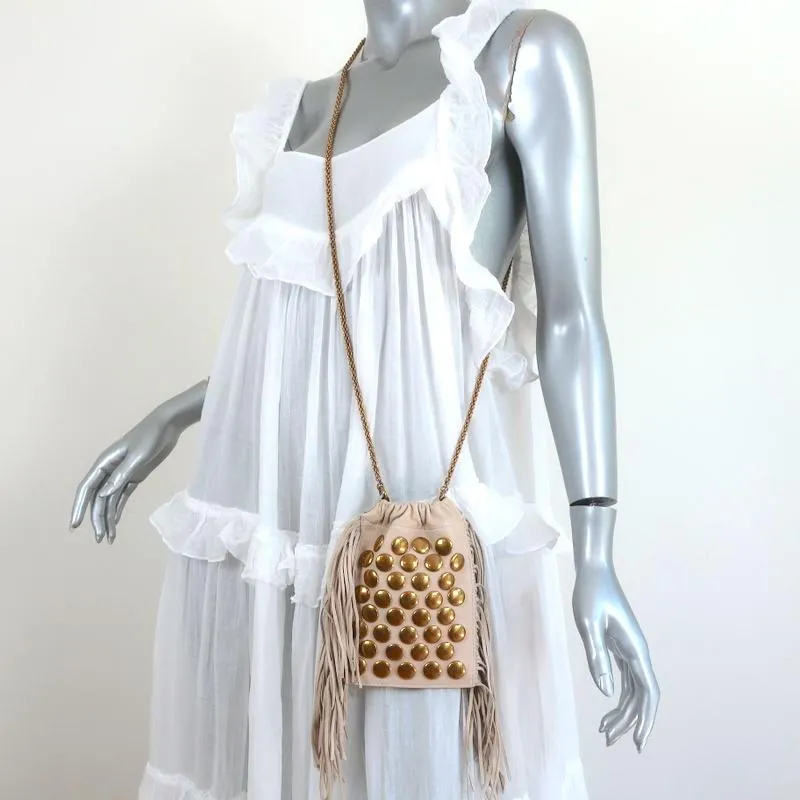 Jerome Dreyfuss Mini Crossbody Bag Gary Cream Studded Fringed Leather