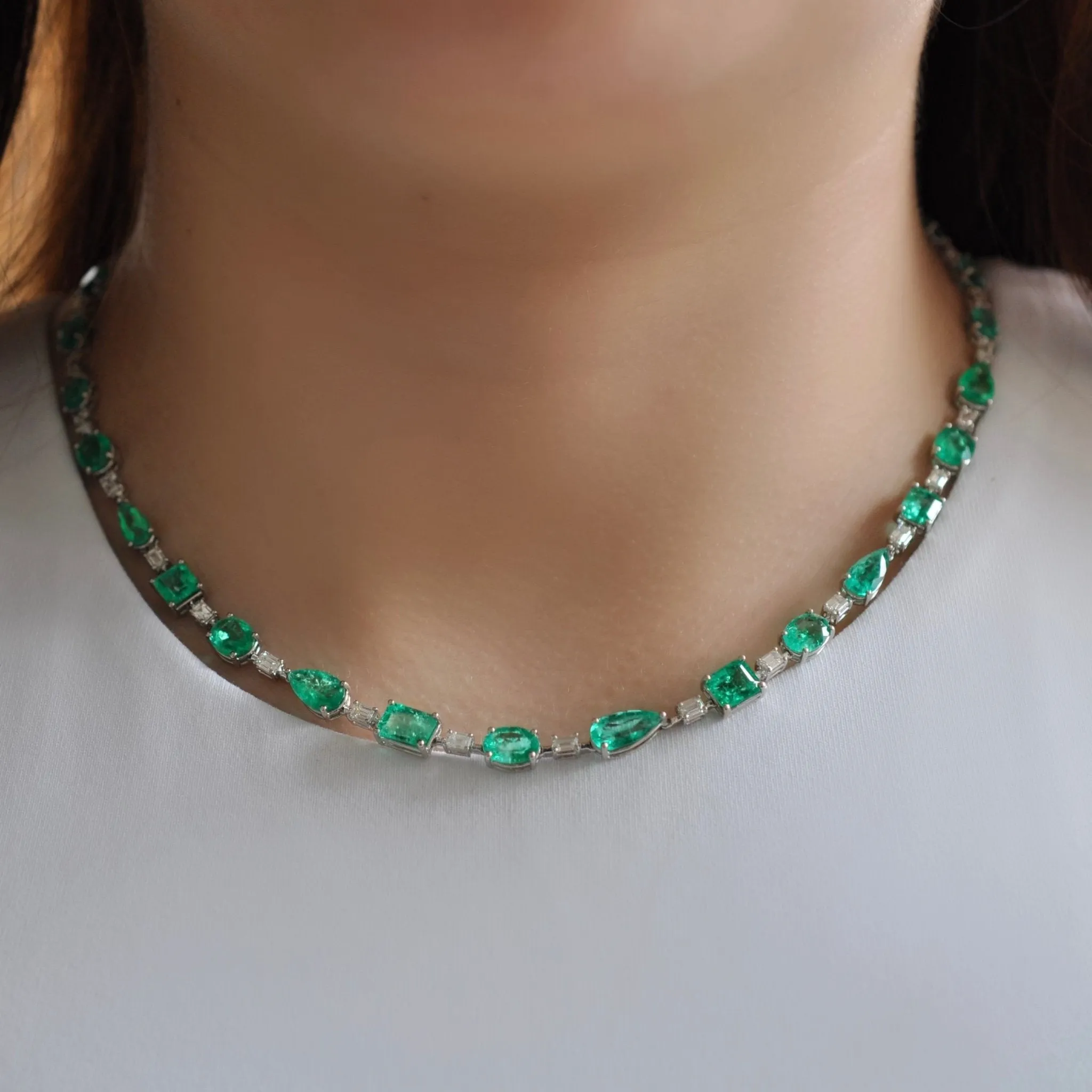 Jewels of Desire Laurel Emerald Tennis Necklace