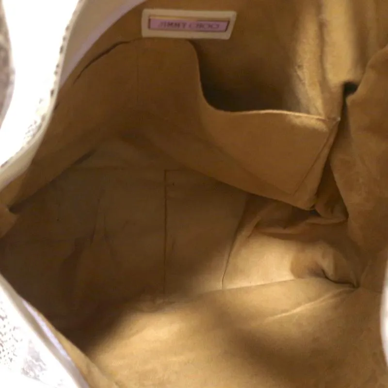 Jimmy Choo Asymmetric Hobo Cream Snakeskin Extra Large Shoulder Bag NEW