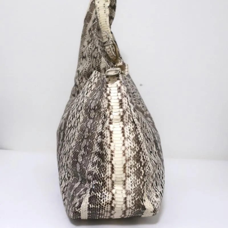 Jimmy Choo Asymmetric Hobo Cream Snakeskin Extra Large Shoulder Bag NEW
