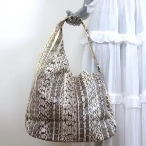 Jimmy Choo Asymmetric Hobo Cream Snakeskin Extra Large Shoulder Bag NEW