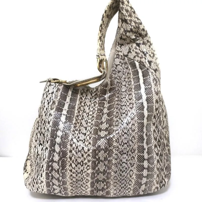Jimmy Choo Asymmetric Hobo Cream Snakeskin Extra Large Shoulder Bag NEW