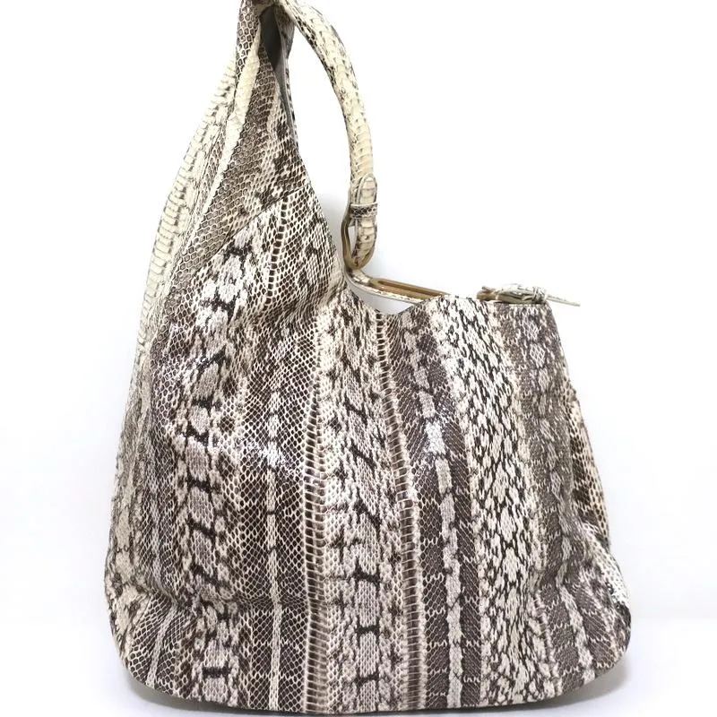 Jimmy Choo Asymmetric Hobo Cream Snakeskin Extra Large Shoulder Bag NEW
