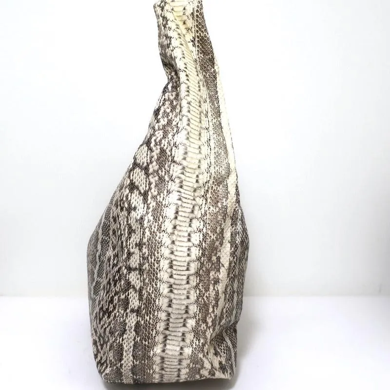 Jimmy Choo Asymmetric Hobo Cream Snakeskin Extra Large Shoulder Bag NEW