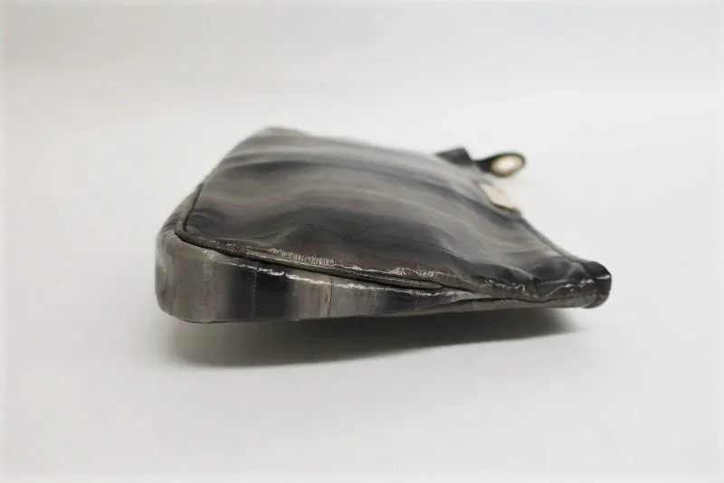 Jimmy Choo Zulu Clutch Gray/Black Eel Skin Evening Bag