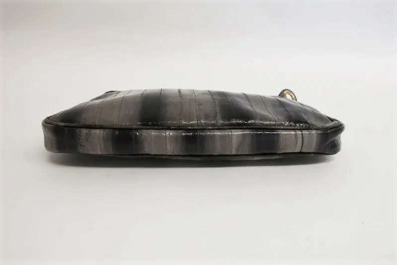 Jimmy Choo Zulu Clutch Gray/Black Eel Skin Evening Bag