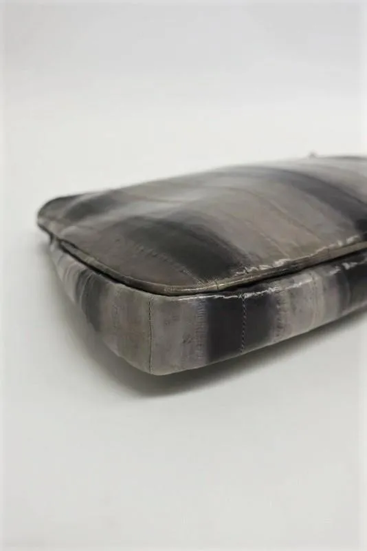 Jimmy Choo Zulu Clutch Gray/Black Eel Skin Evening Bag