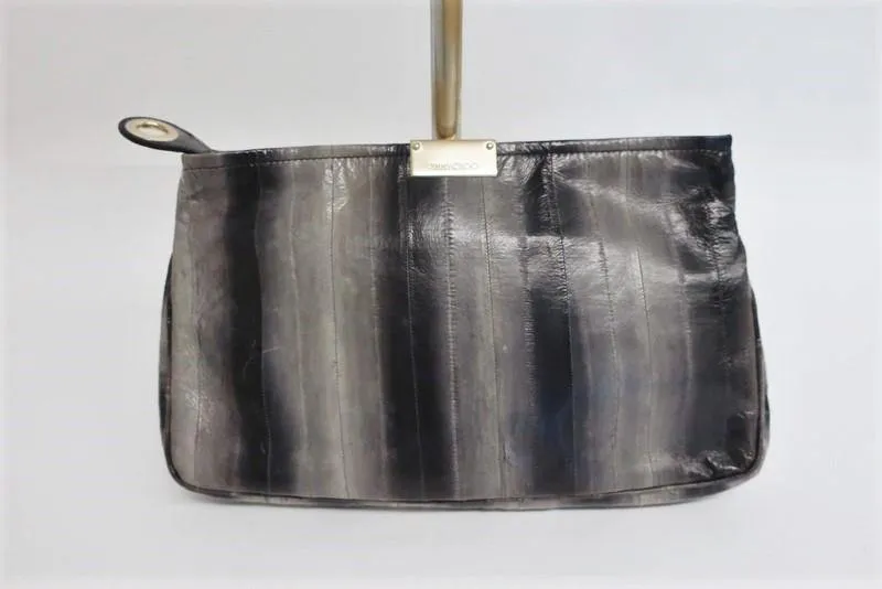 Jimmy Choo Zulu Clutch Gray/Black Eel Skin Evening Bag