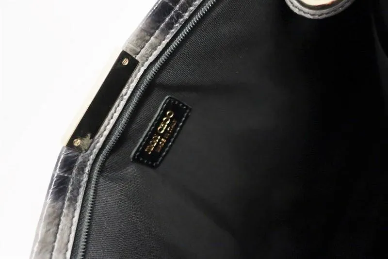Jimmy Choo Zulu Clutch Gray/Black Eel Skin Evening Bag