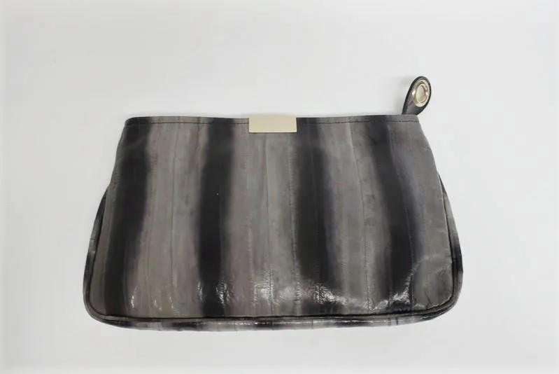 Jimmy Choo Zulu Clutch Gray/Black Eel Skin Evening Bag