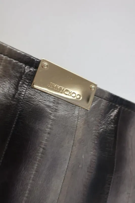 Jimmy Choo Zulu Clutch Gray/Black Eel Skin Evening Bag