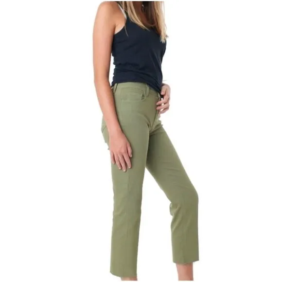 L'agence NWT Women Size 23 Basil Green High Rise Cropped Slim Sada Jeans
