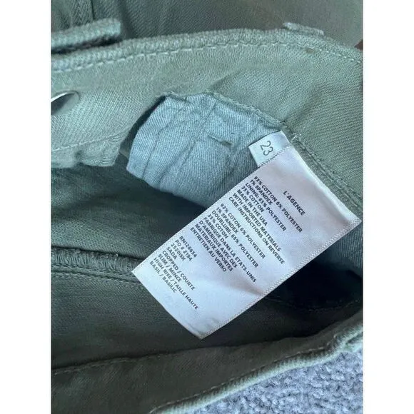 L'agence NWT Women Size 23 Basil Green High Rise Cropped Slim Sada Jeans