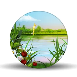 Lake Illustration <br>Glass Table Spinner 17.75"