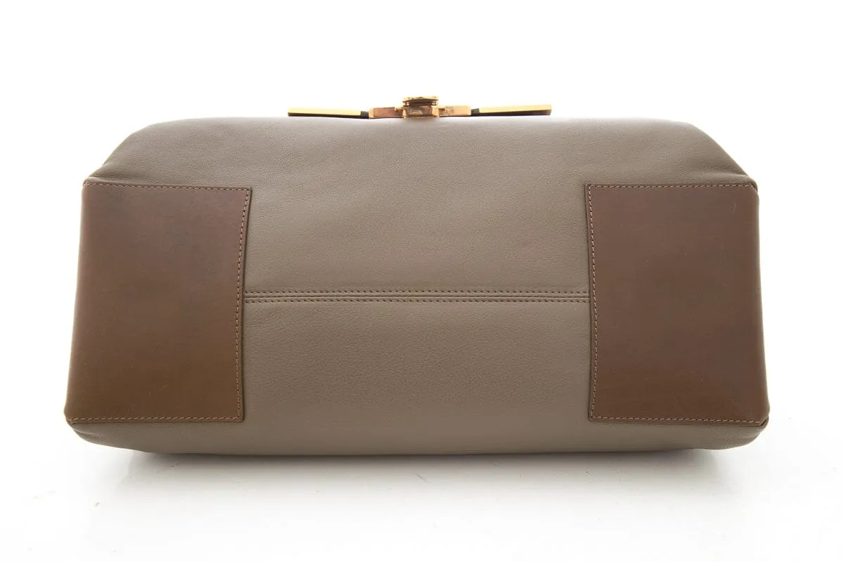 Lavin Paris Brown & Grey Leather Shoulder Bag