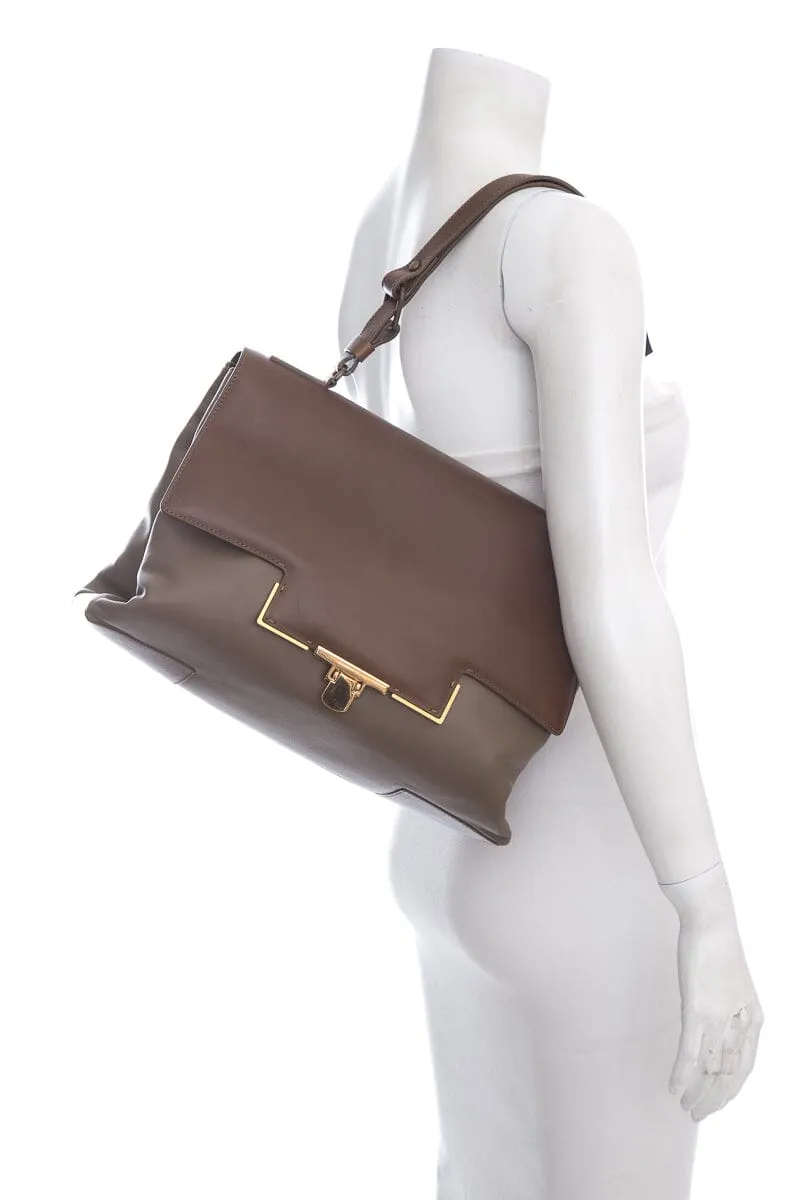 Lavin Paris Brown & Grey Leather Shoulder Bag