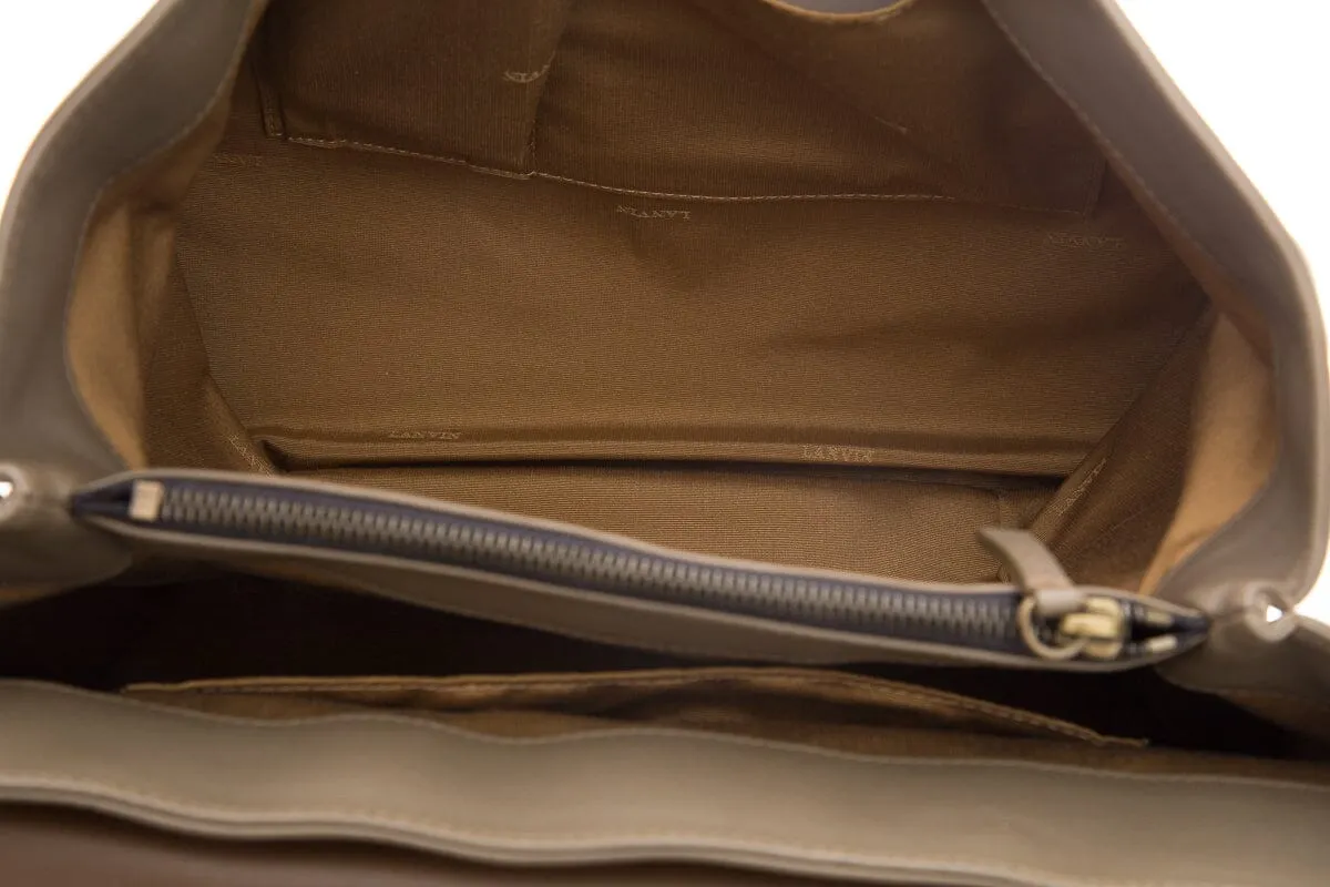Lavin Paris Brown & Grey Leather Shoulder Bag