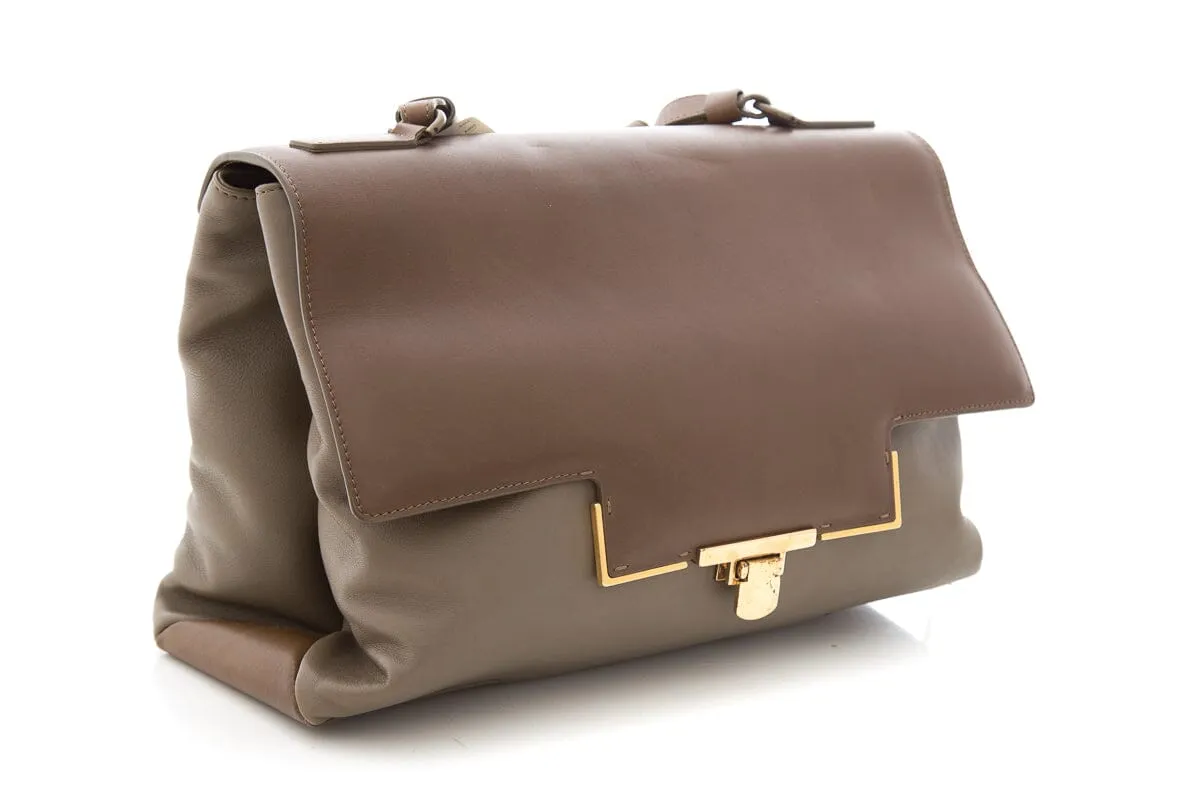 Lavin Paris Brown & Grey Leather Shoulder Bag