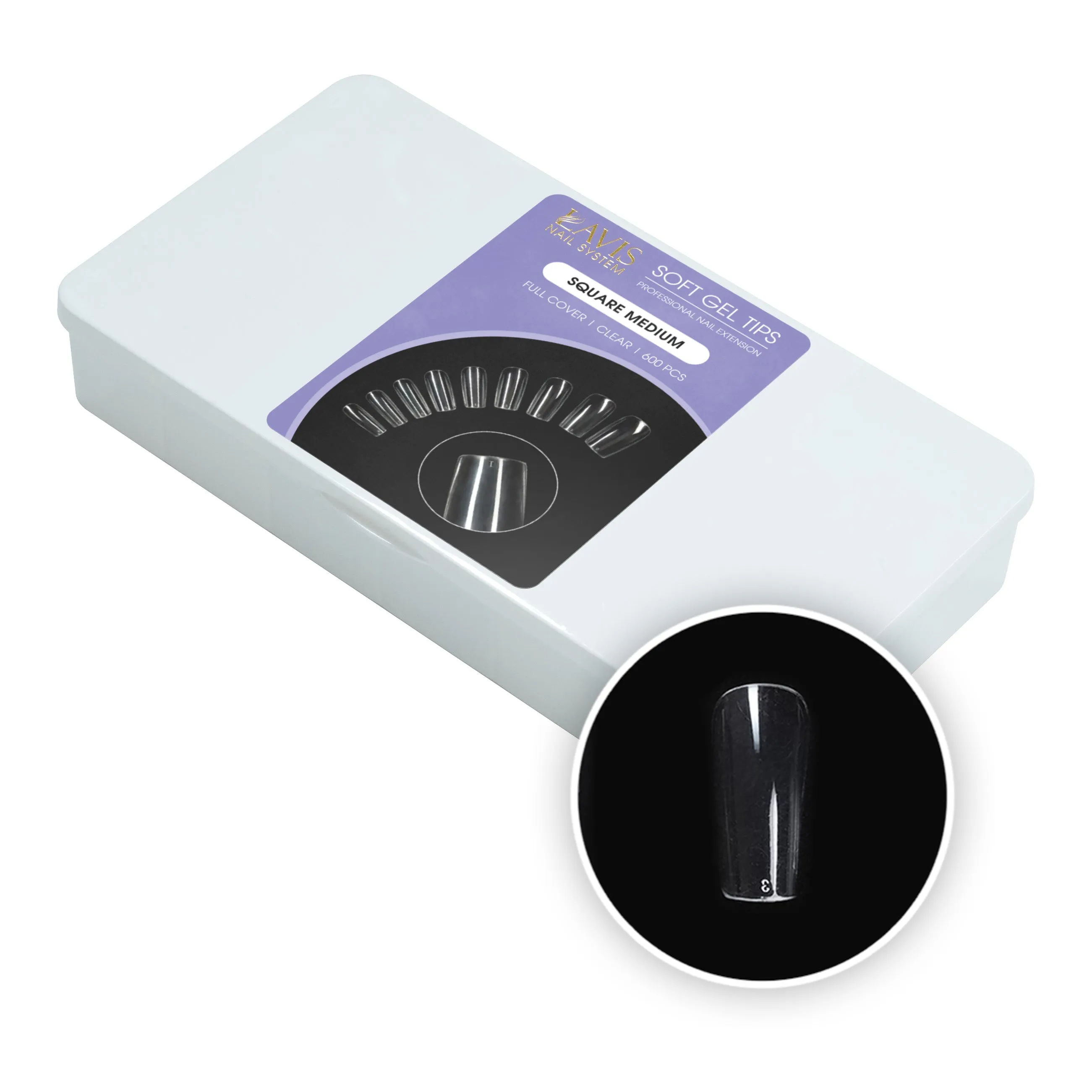 LAVIS - Square Medium Nail Tips (Full Cover)