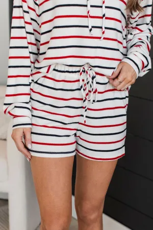 Lazy Days Striped Lounge Shorts- Ivory