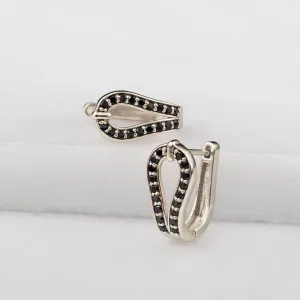 Levade - Moissanite Black Stones Sterling Silver Horseshoe Earring