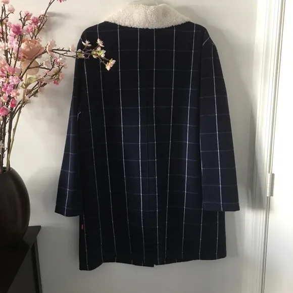Levi Strauss &amp; Co. Blue White Grid Coat Size XL
