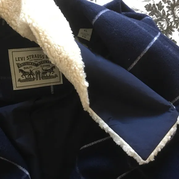 Levi Strauss &amp; Co. Blue White Grid Coat Size XL