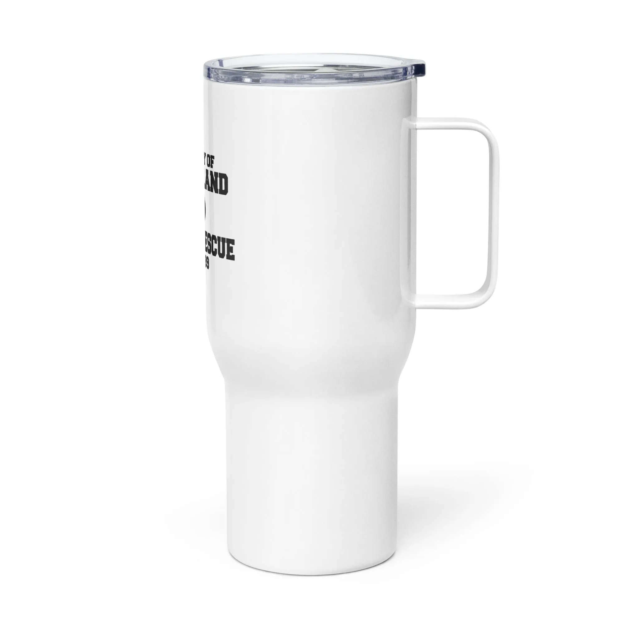 LIBR Property of Travel mug with a handle