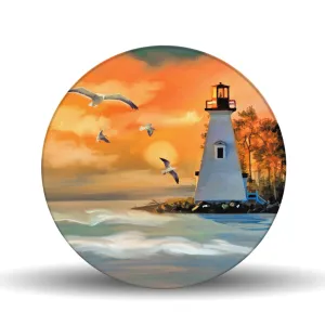 Lighthouse Illustration <br>Glass Table Spinner 17.75"