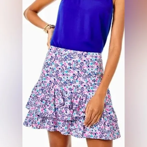 Lilly Pulitzer tilly skirt multi fun sun repeat ditsy Size 10