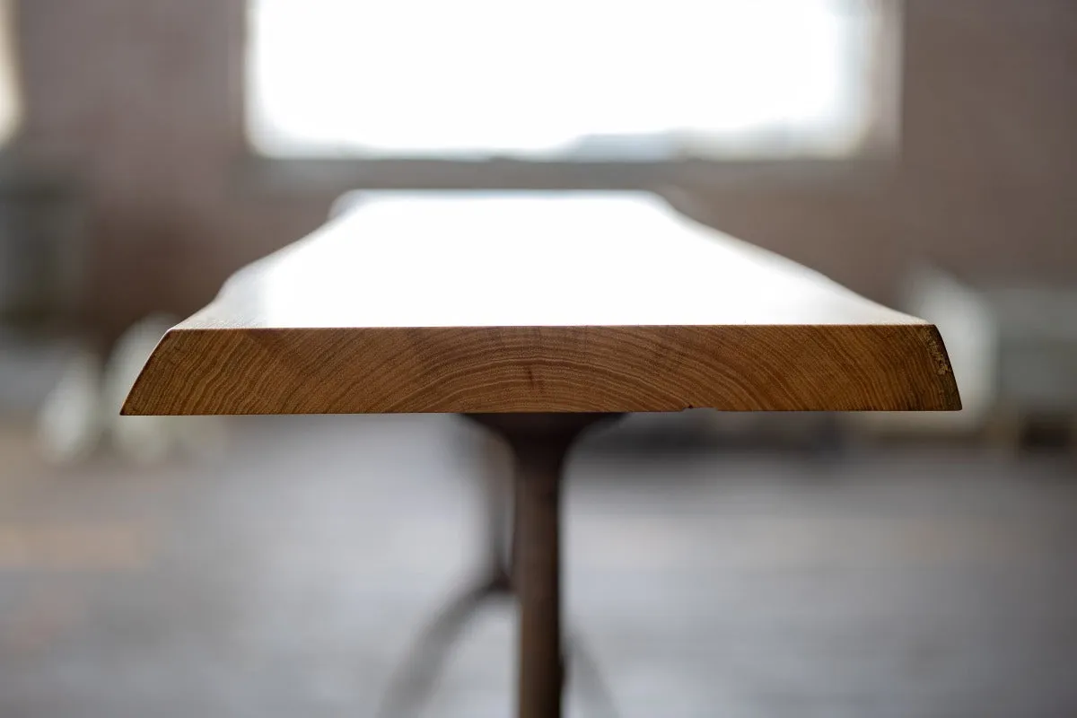 Live Edge Urban Wood and Cast Bronze Console Table | Lakehouse Pedestal Table