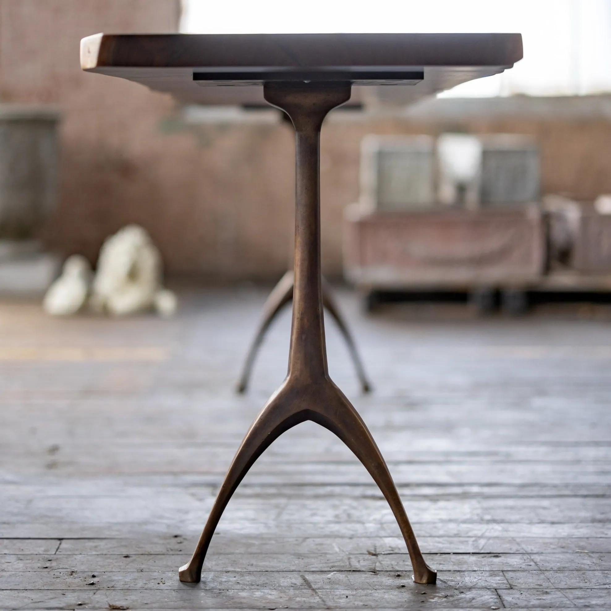 Live Edge Urban Wood and Cast Bronze Console Table | Lakehouse Pedestal Table
