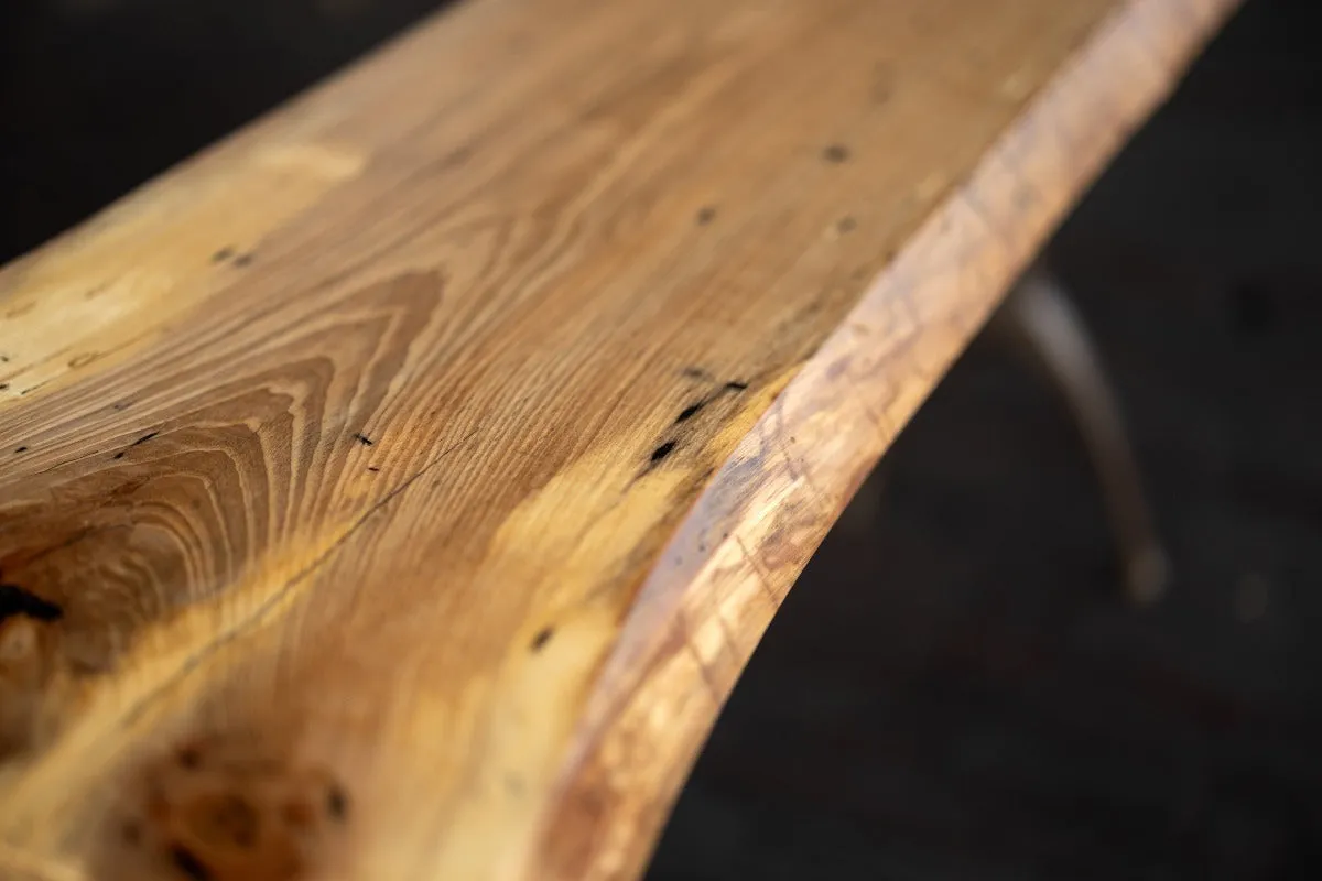 Live Edge Urban Wood and Cast Bronze Console Table | Lakehouse Pedestal Table