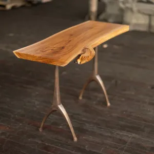 Live Edge Urban Wood and Cast Bronze Console Table | Lakehouse Pedestal Table