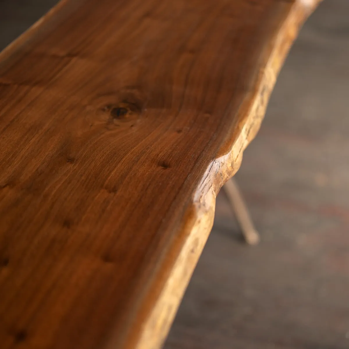 Live Edge Urban Wood and Cast Bronze Console Table | Lakehouse Pedestal Table