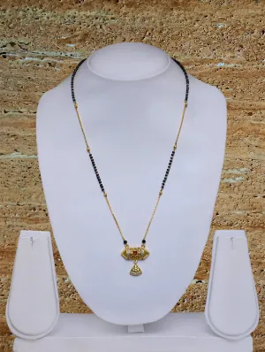 Long Mangalsutra Designs Gold Plated Latest American Diamond Red Stone Pendant 21 Inches Mangalsutra