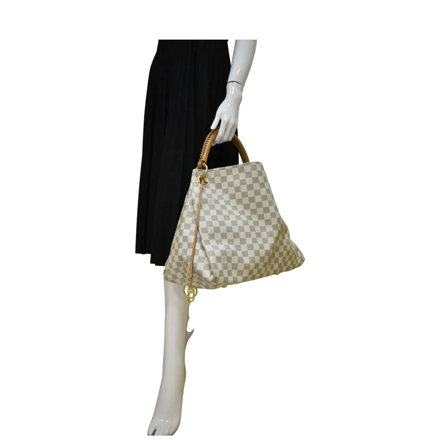 LOUIS VUITTON Artsy MM Damier Azur Hobo Bag White