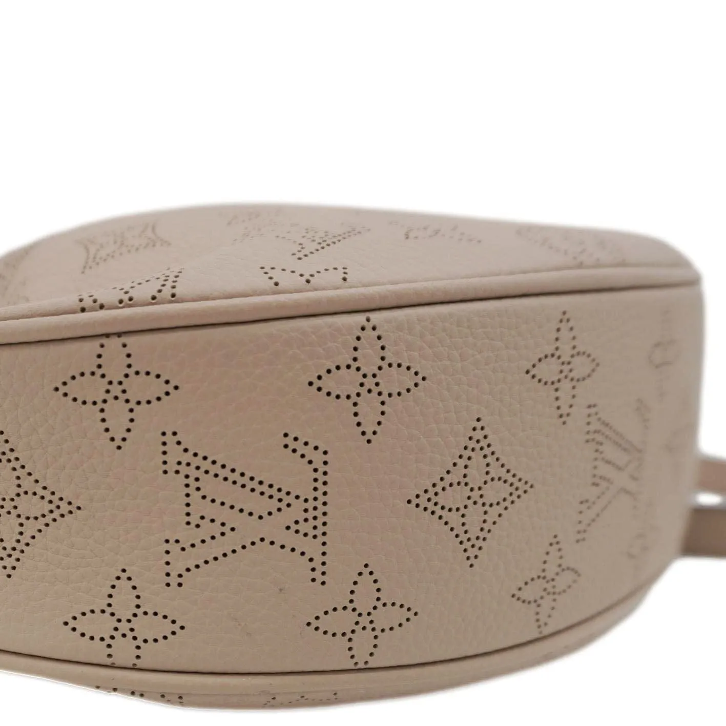 LOUIS VUITTON Baia PM Perforated Mahina Leather Shoulder Bag Galet Gray