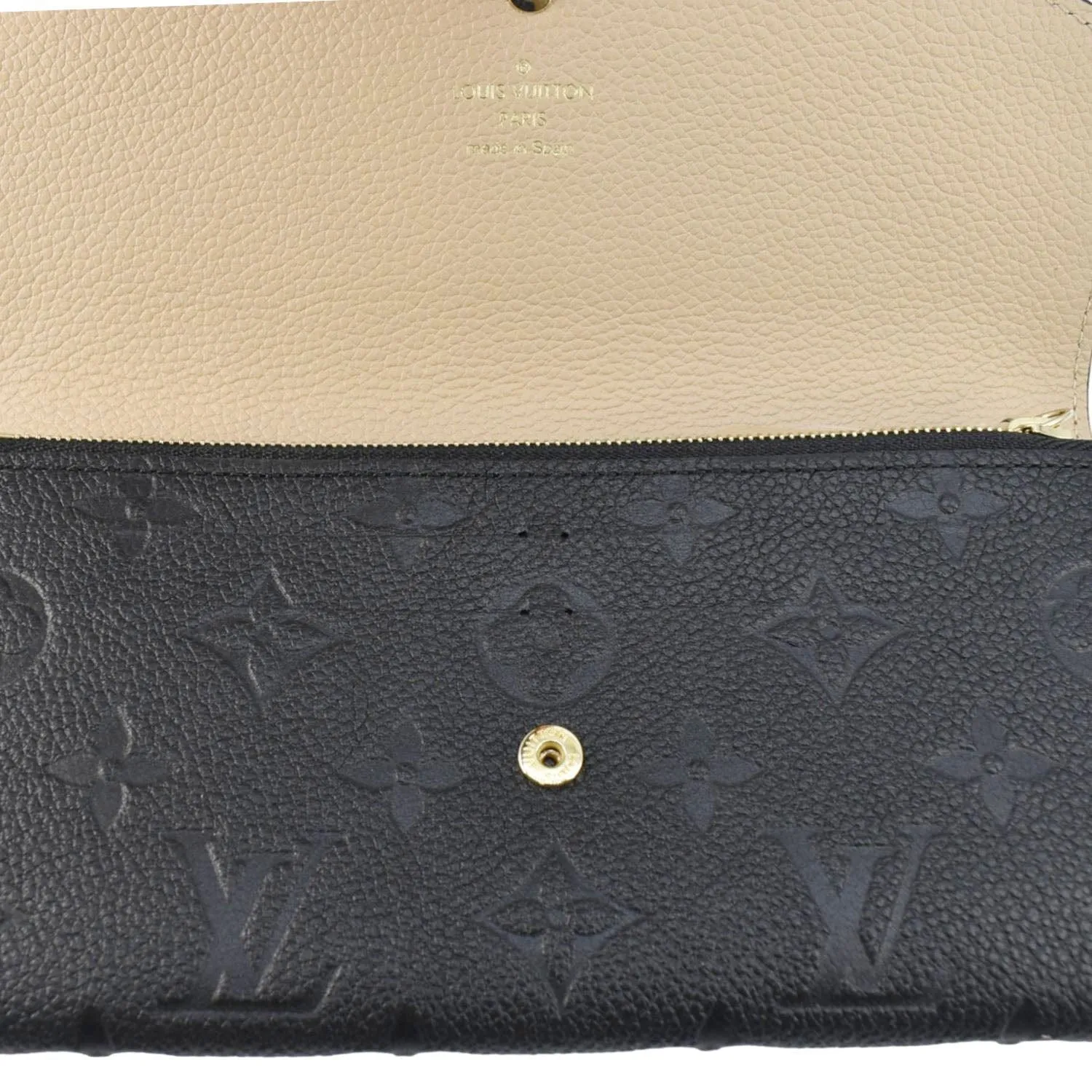 LOUIS VUITTON Emilie Monogram Empreinte Leather Wallet Black