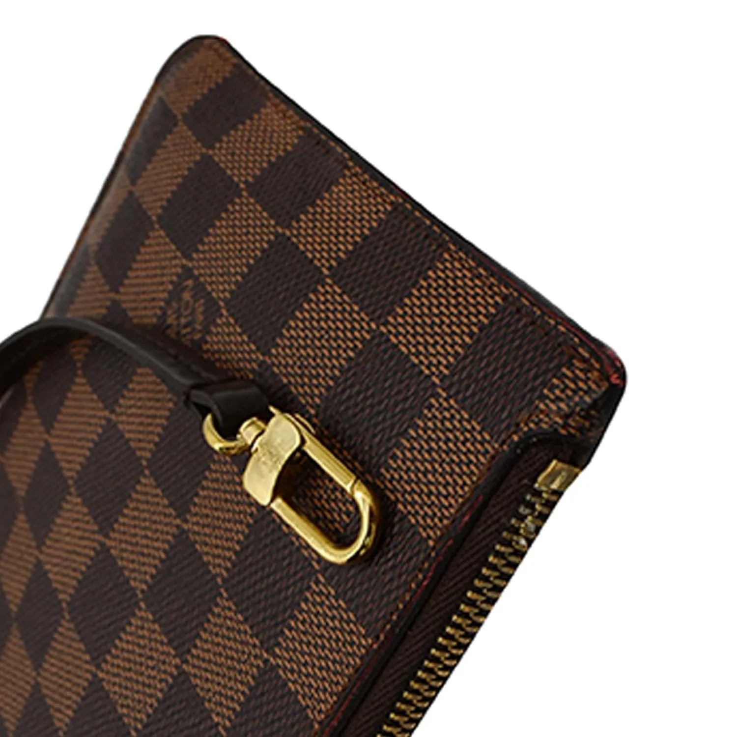 LOUIS VUITTON Neverfull MM Damier Ebene Pochette Wristlet Pouch Brown