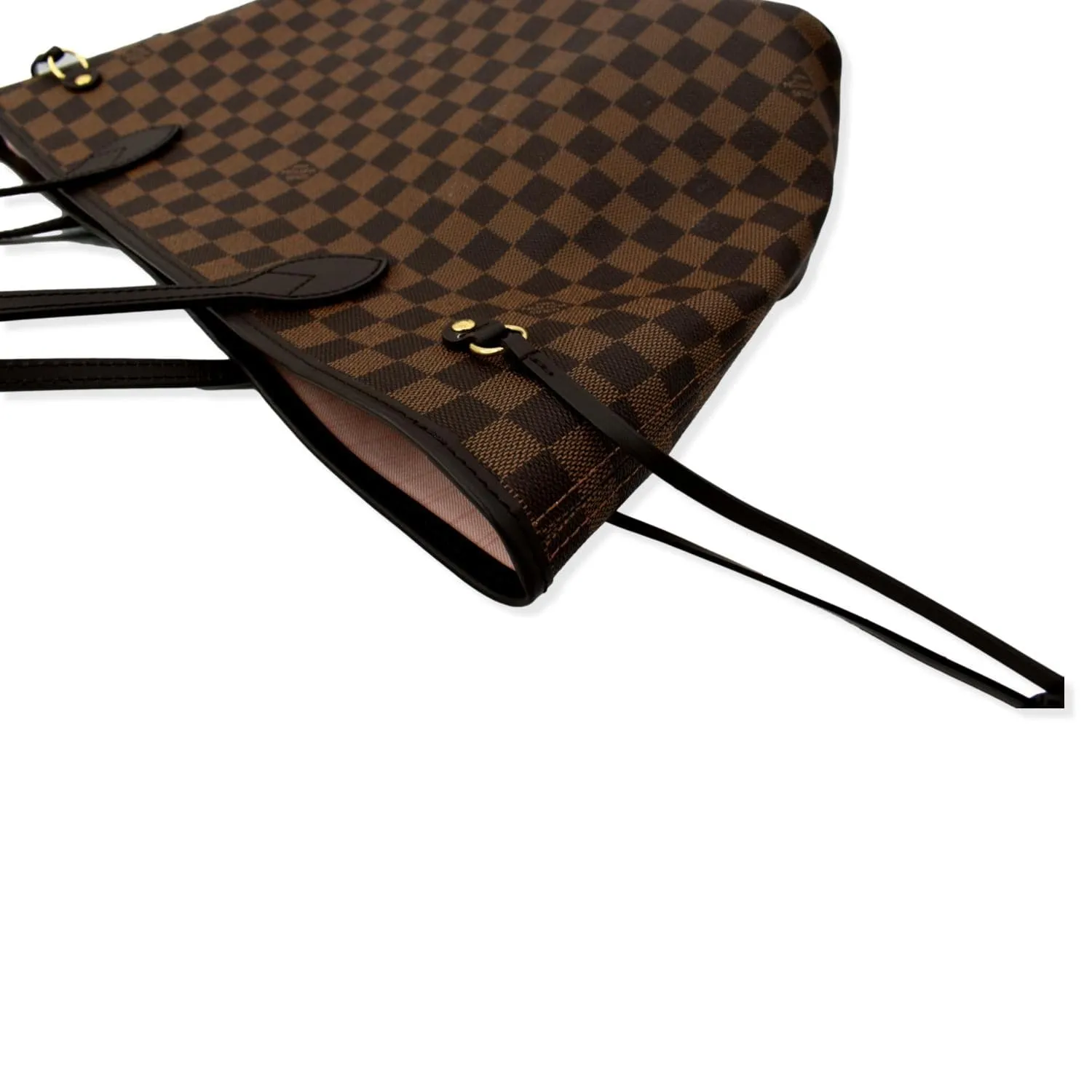 LOUIS VUITTON  Neverfull MM Damier Ebene Tote Bag Rose Ballerine