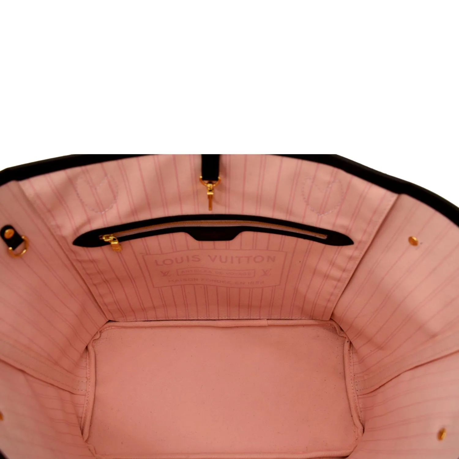 LOUIS VUITTON  Neverfull MM Damier Ebene Tote Bag Rose Ballerine