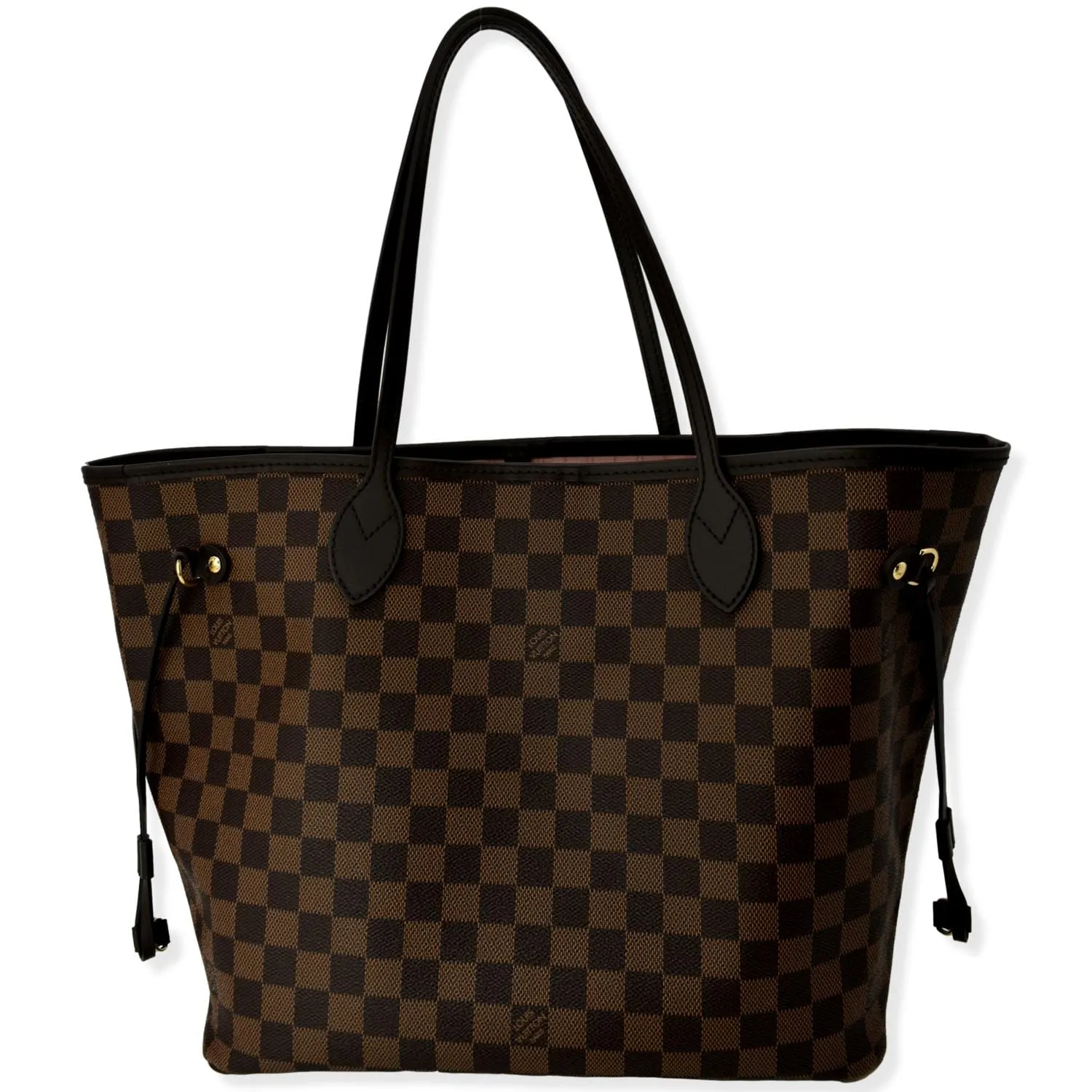 LOUIS VUITTON  Neverfull MM Damier Ebene Tote Bag Rose Ballerine