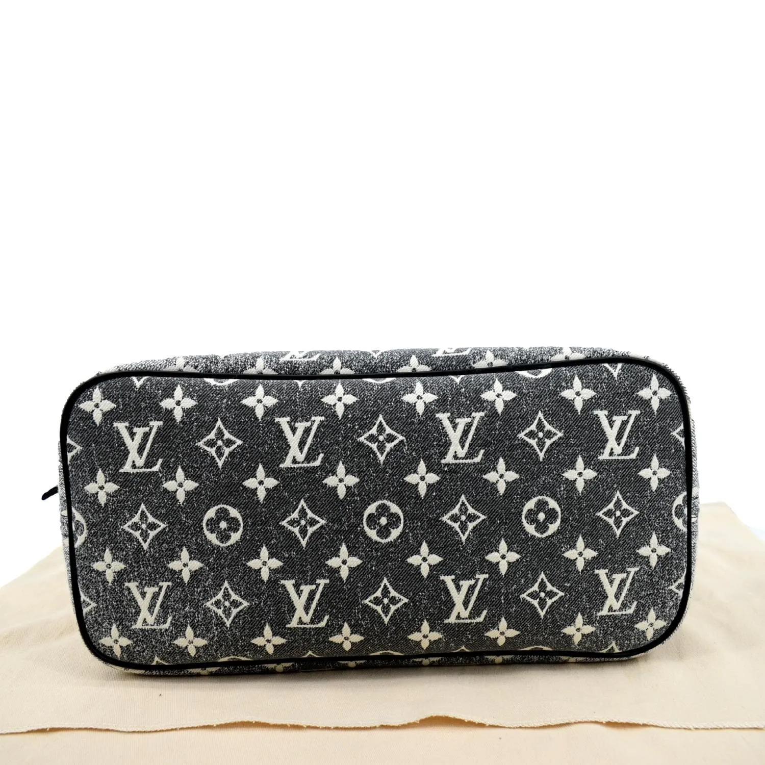 LOUIS VUITTON Neverfull MM Denim Leather Tote Bag Gray