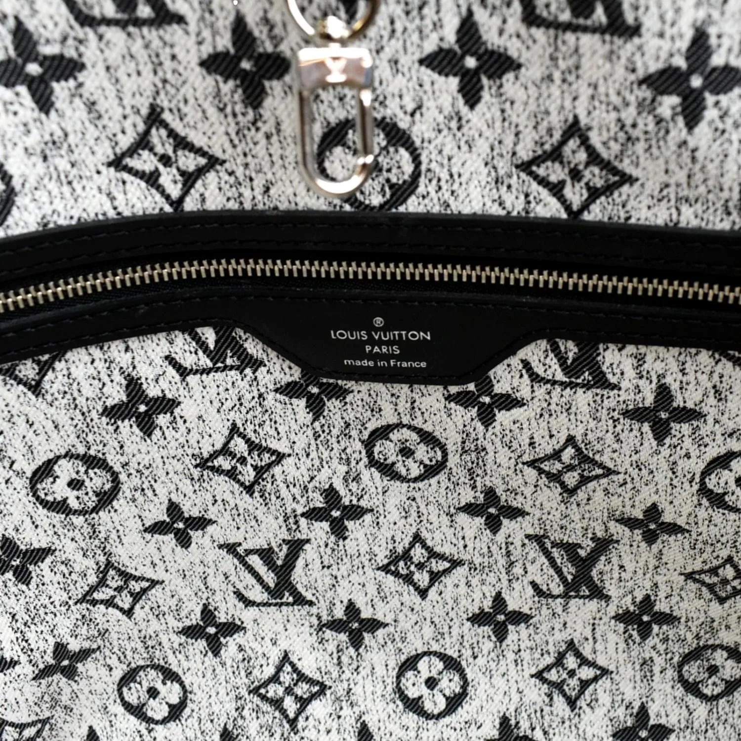 LOUIS VUITTON Neverfull MM Denim Leather Tote Bag Gray