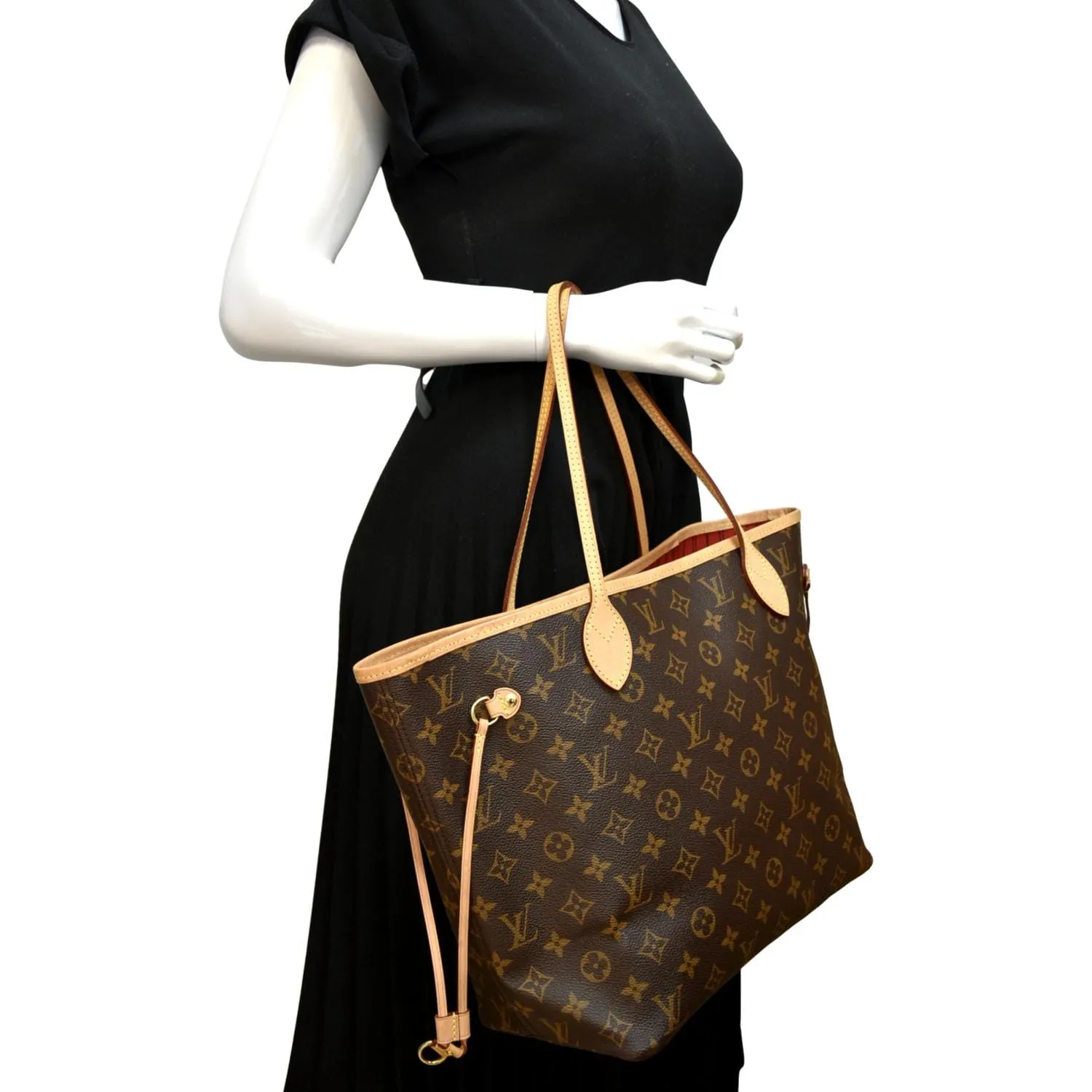 LOUIS VUITTON Neverfull MM Monogram Canvas Tote Bag Brown