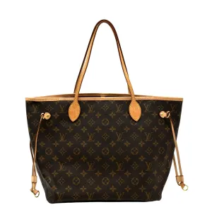 LOUIS VUITTON Neverfull MM Monogram Canvas Tote Bag Brown